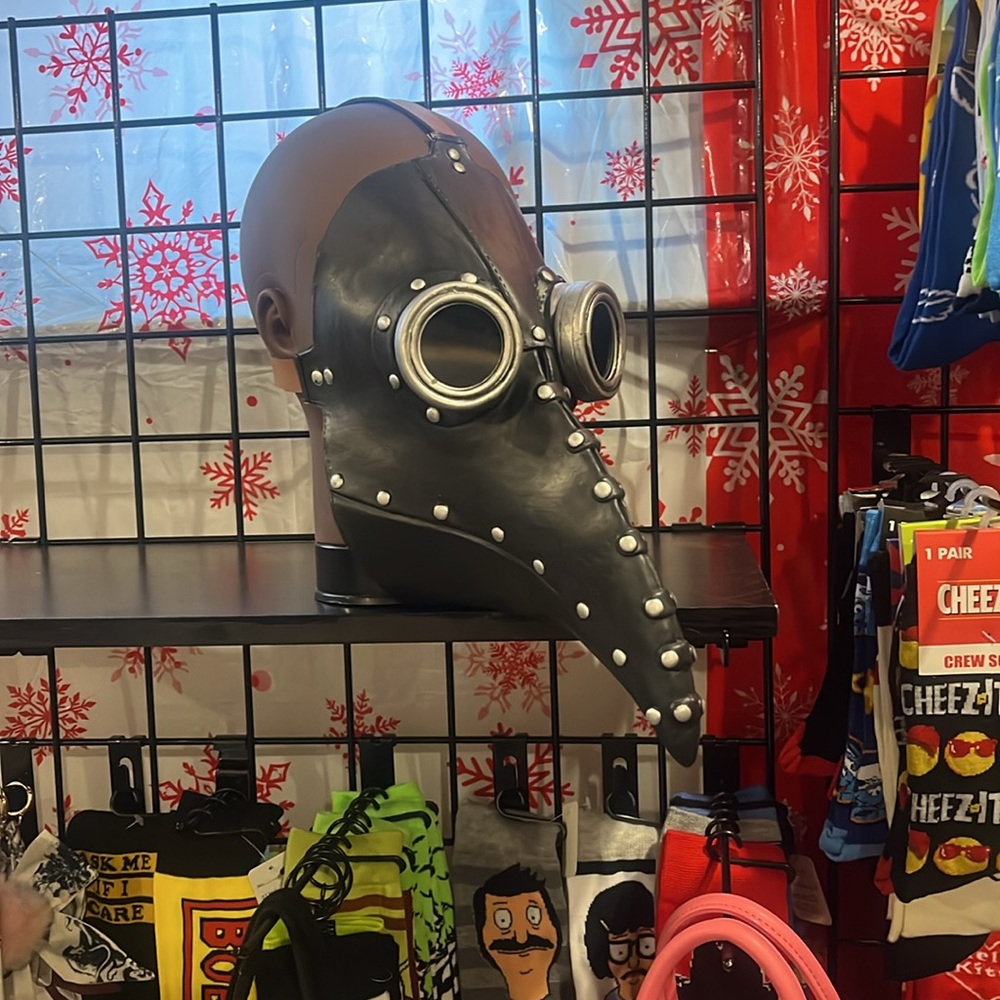Leather Gothic Black Plague Doctor Mask - Picture 3 of 6
